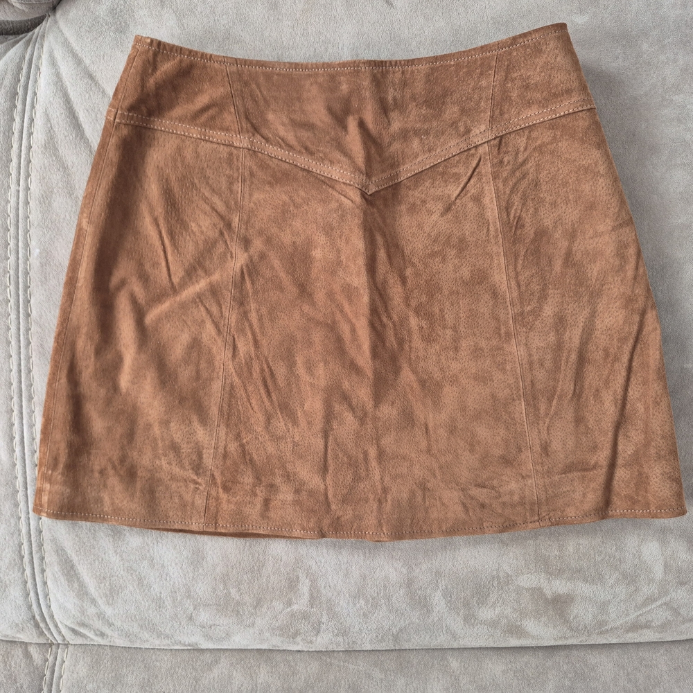 Women's Tan Seude Skirt by Six Crisp Days